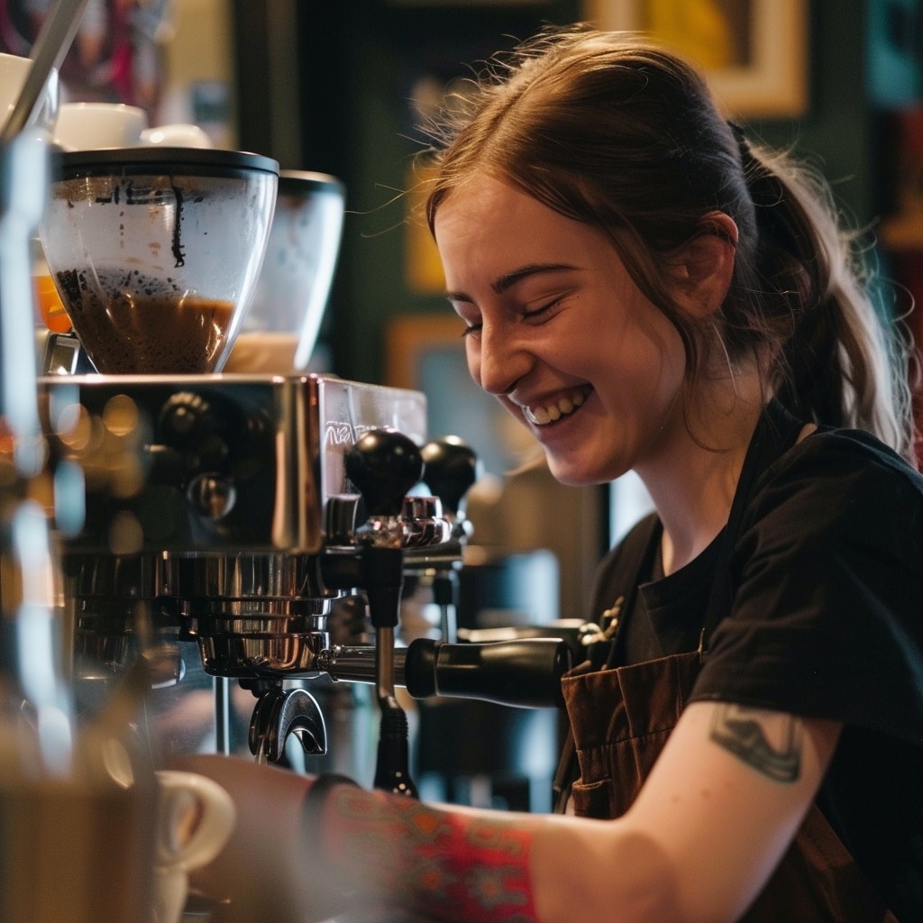 Close up photo of a barista making coffee